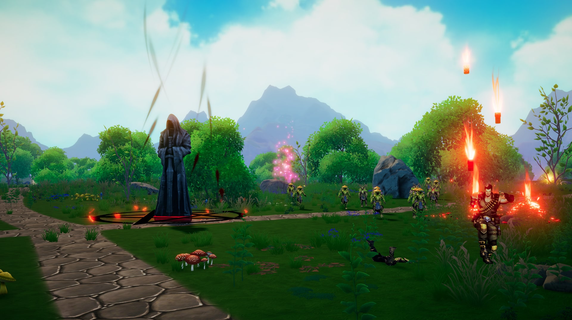 Where Giants Fall gameplay in the summer forest biome
